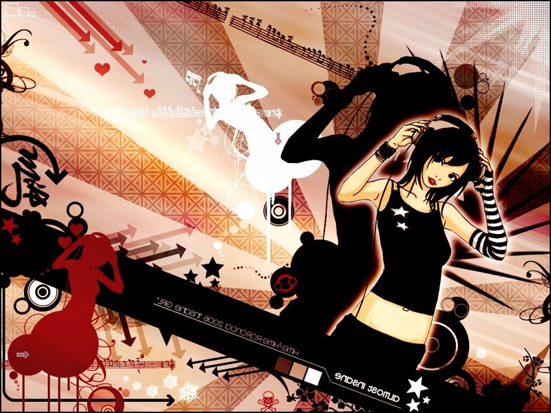 anime girl with headphones
