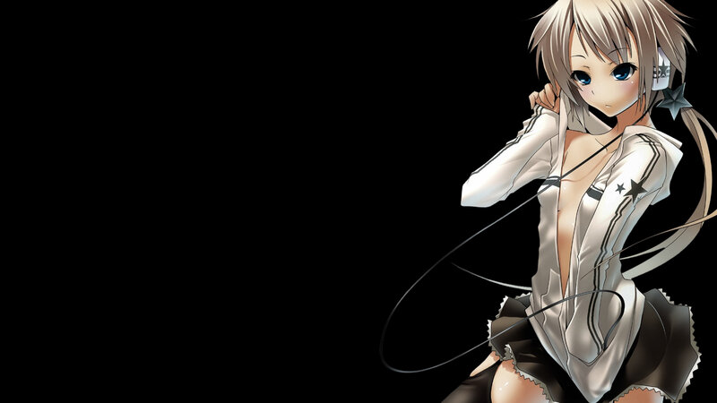 anime girl with headphones