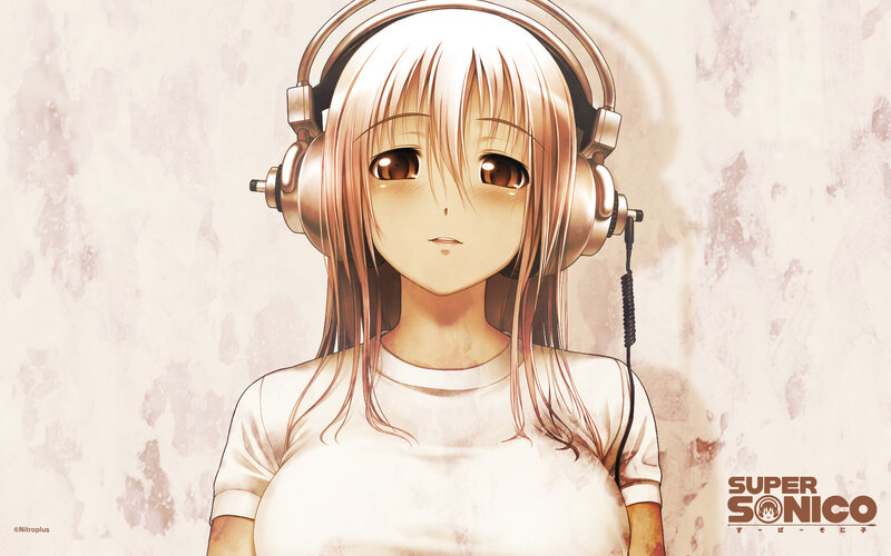 anime girl with headphones