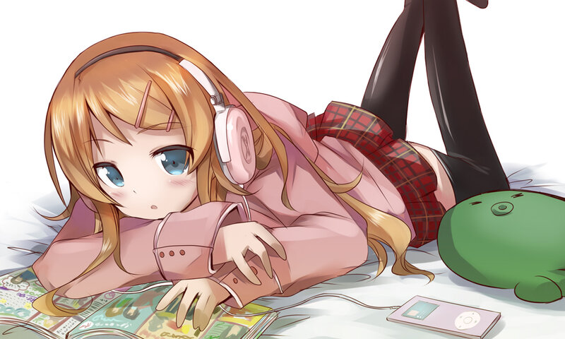 Anime girl with headphones