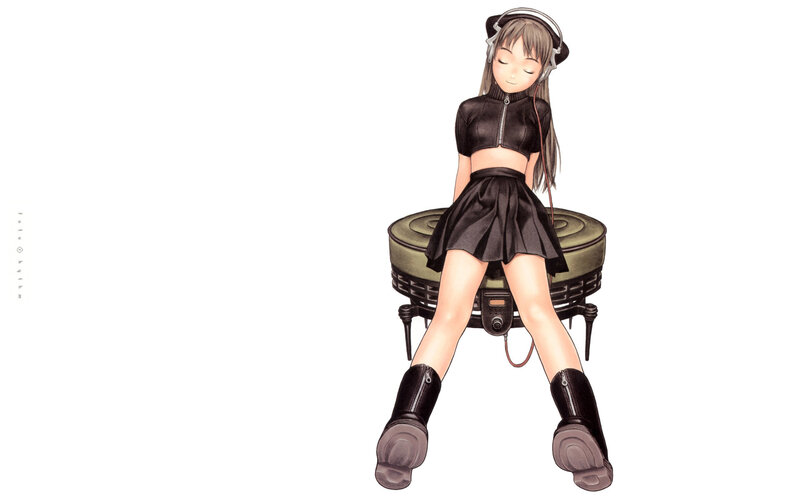 anime girl with headphones