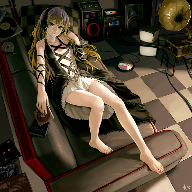Anime girl with headphones