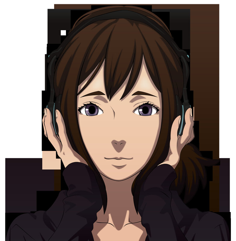 anime girl with headphones