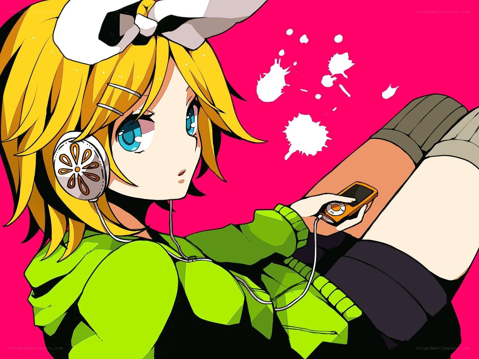 anime girl with headphones