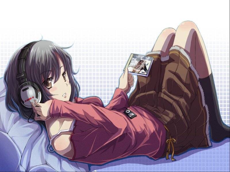 anime girl with headphones