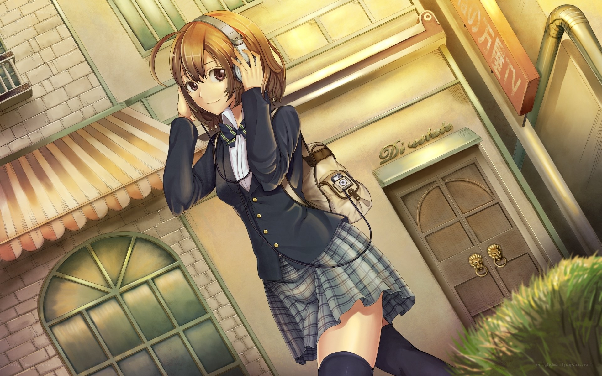 Anime girl with headphones