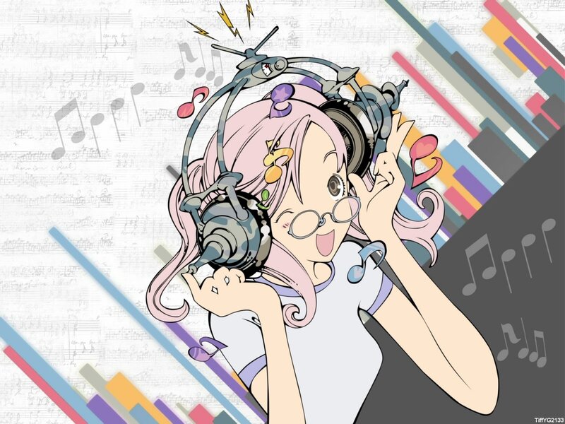 anime girl with headphones
