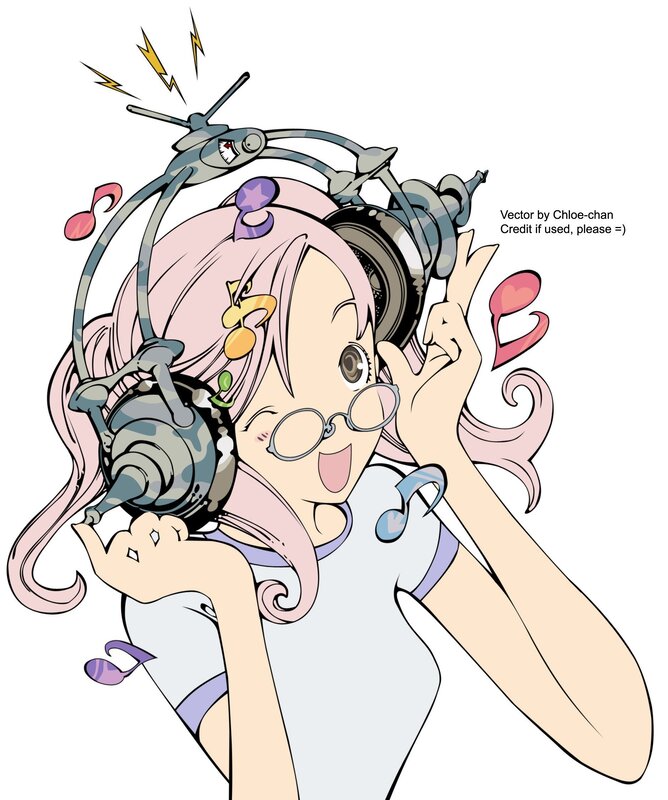 anime girl with headphones