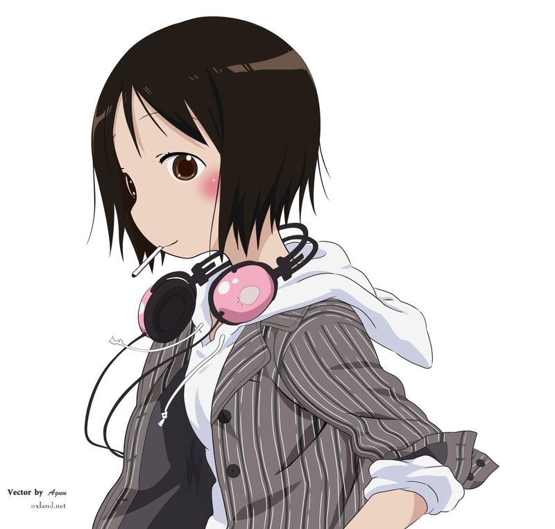anime girl with headphones