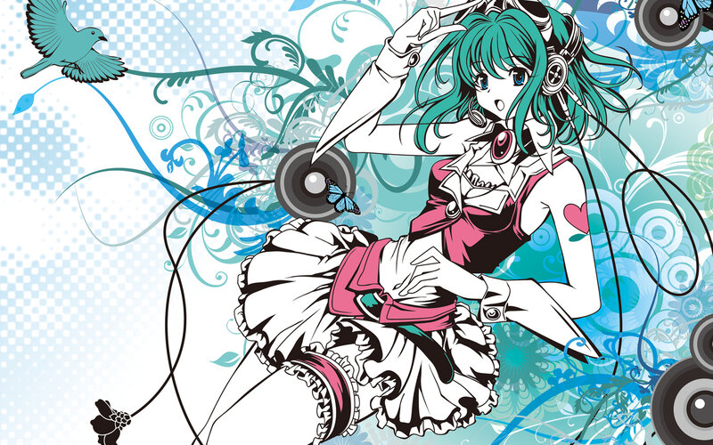 anime girl with headphones