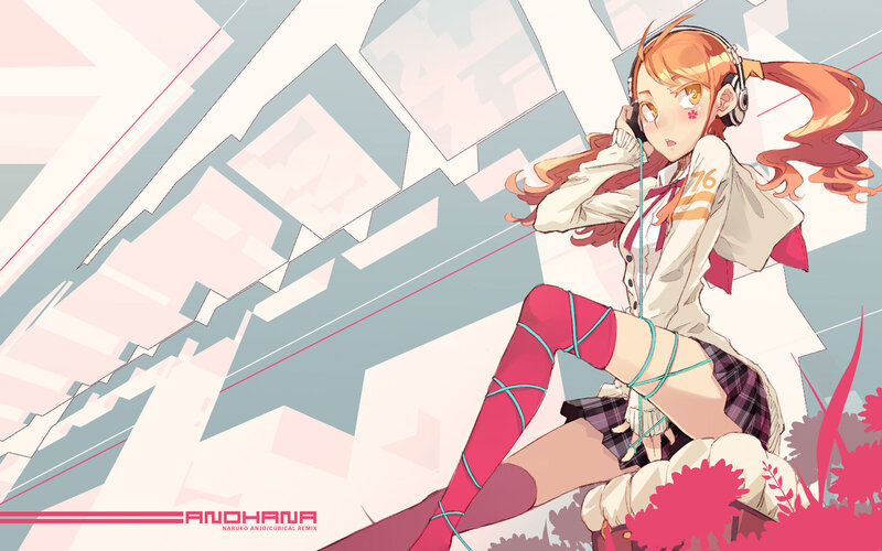 anime girl with headphones