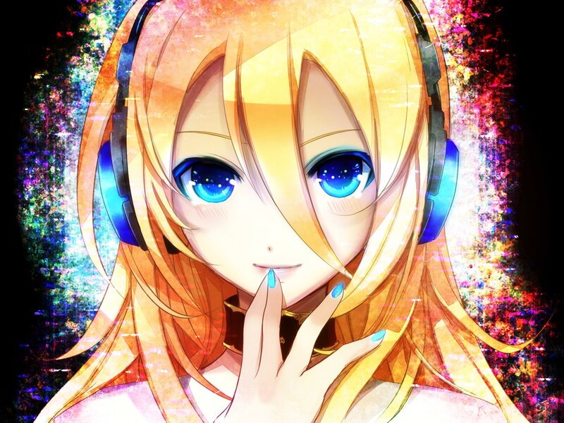 anime girl with headphones