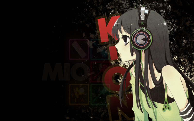 anime girl with headphones