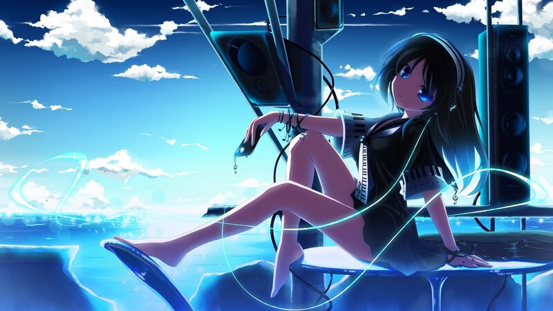 Anime girl with headphones
