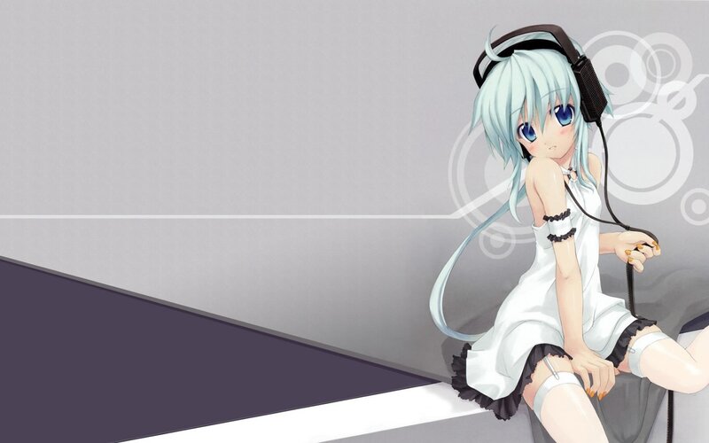 anime girl with headphones