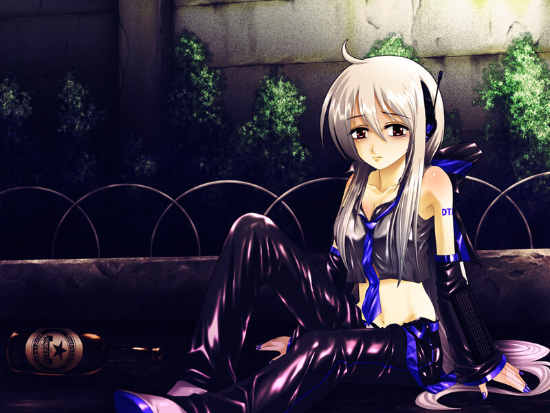 anime girl with headphones