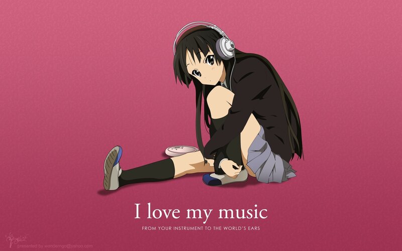anime girl with headphones