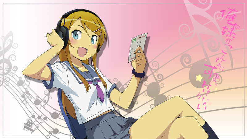 anime girl with headphones