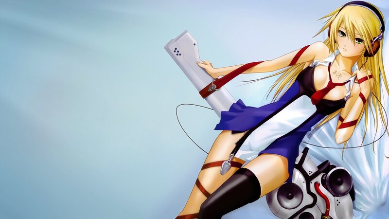 anime girl with headphones