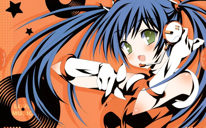 anime girl with headphones