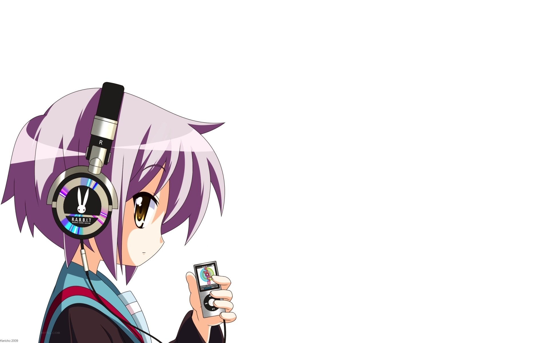 anime girl with headphones