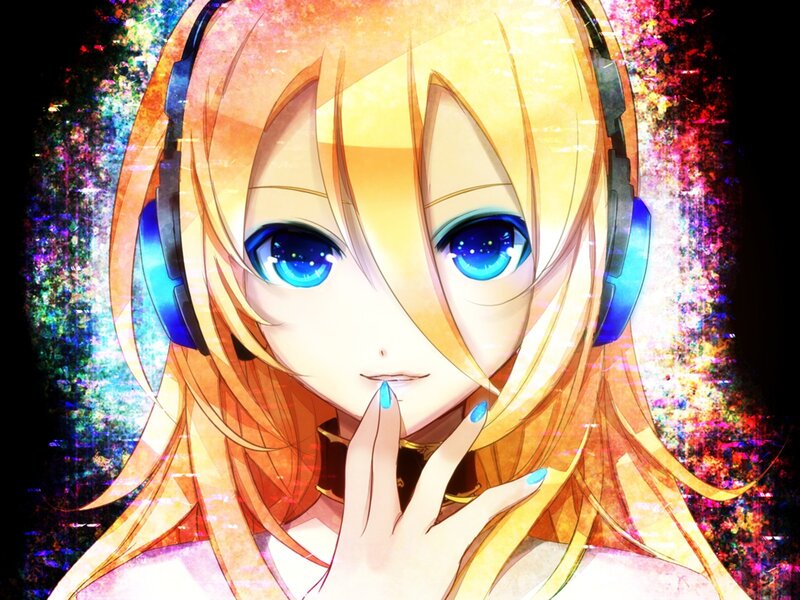 anime girl with headphones