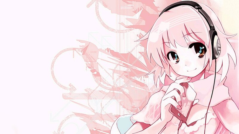 anime girl with headphones