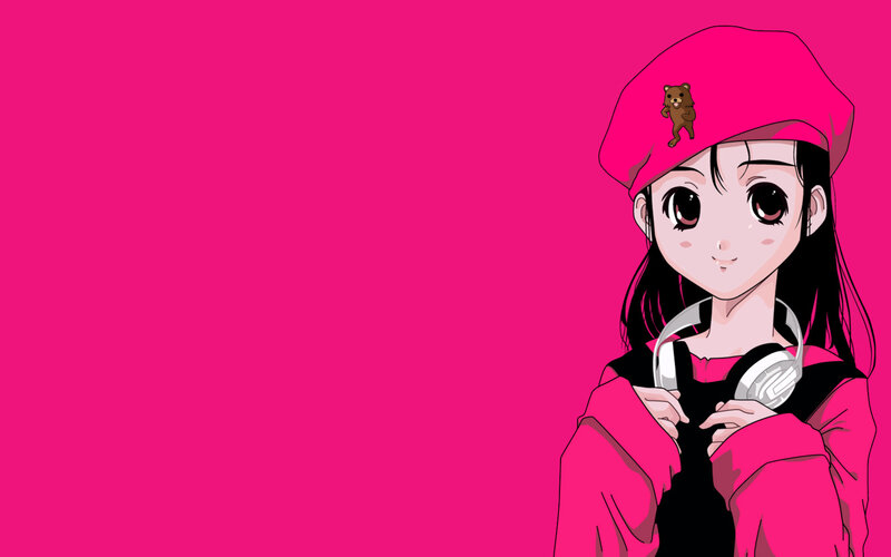 anime girl with headphones
