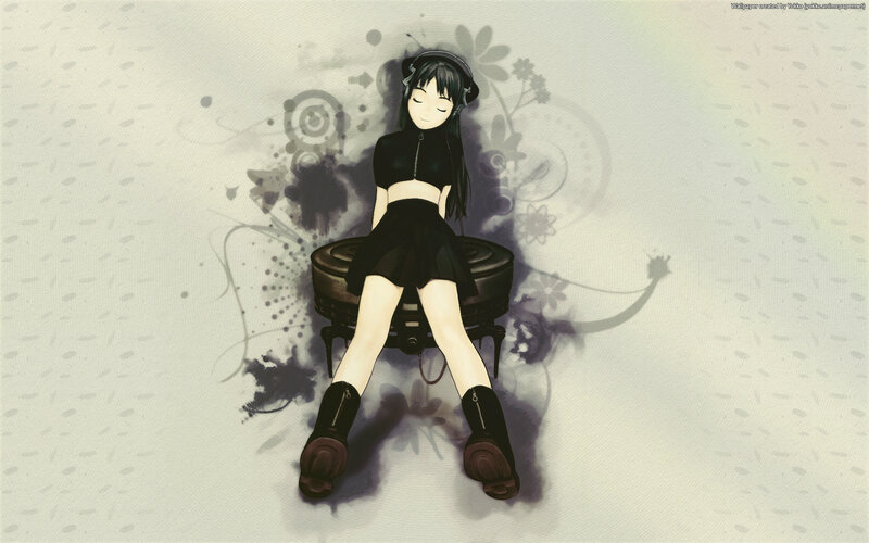 anime girl with headphones