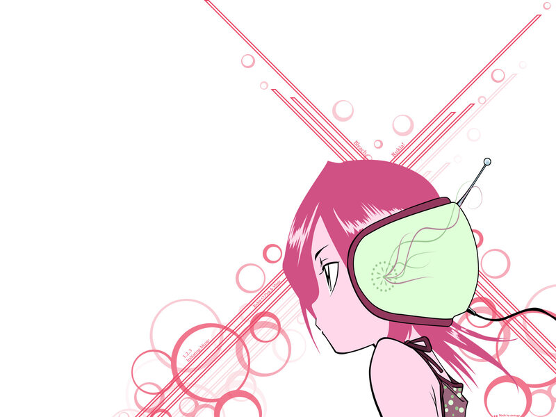 anime girl with headphones