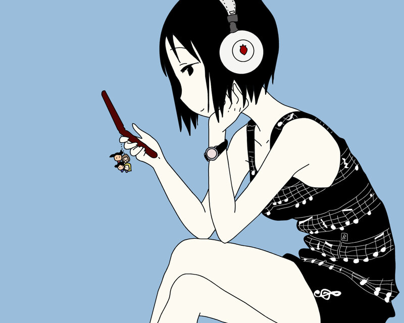 anime girl with headphones
