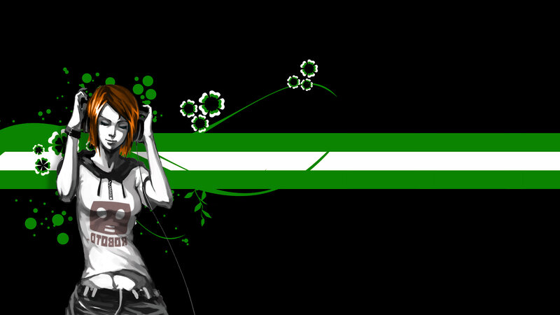 anime girl with headphones
