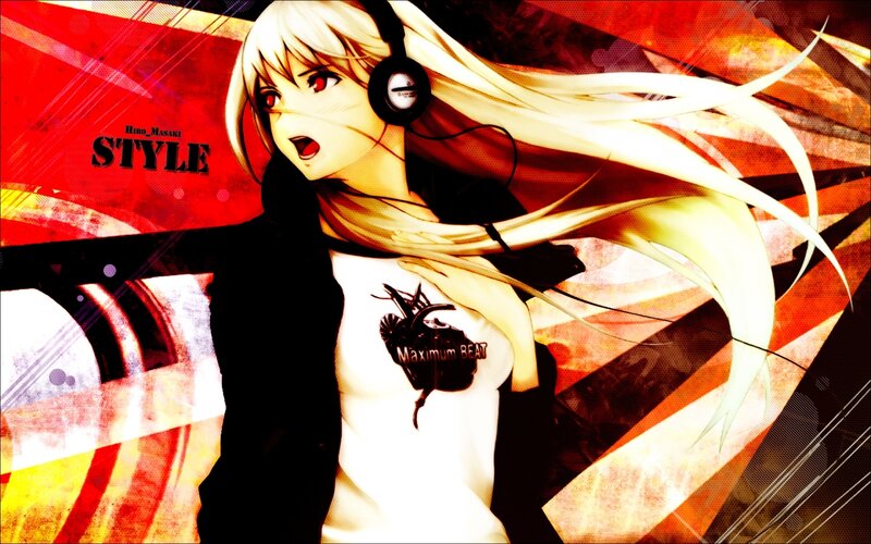 Anime girl with headphones