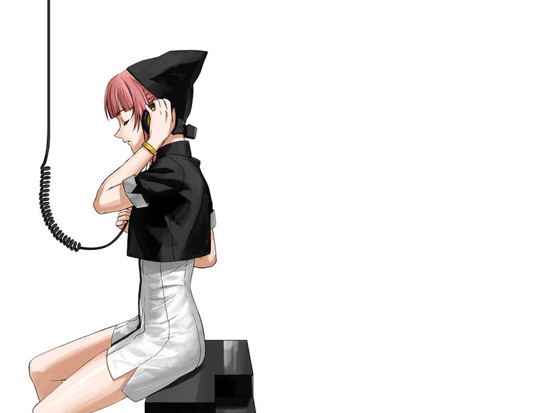anime girl with headphones