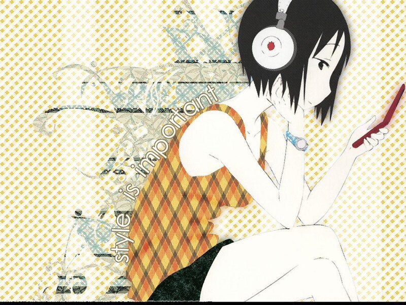 anime girl with headphones