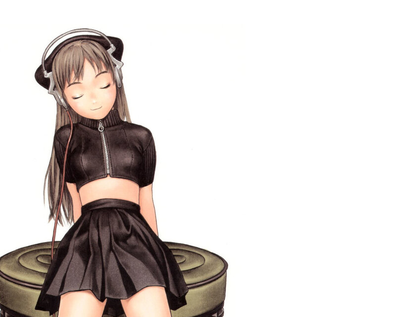 anime girl with headphones