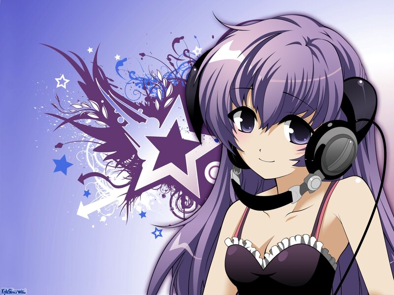 anime girl with headphones