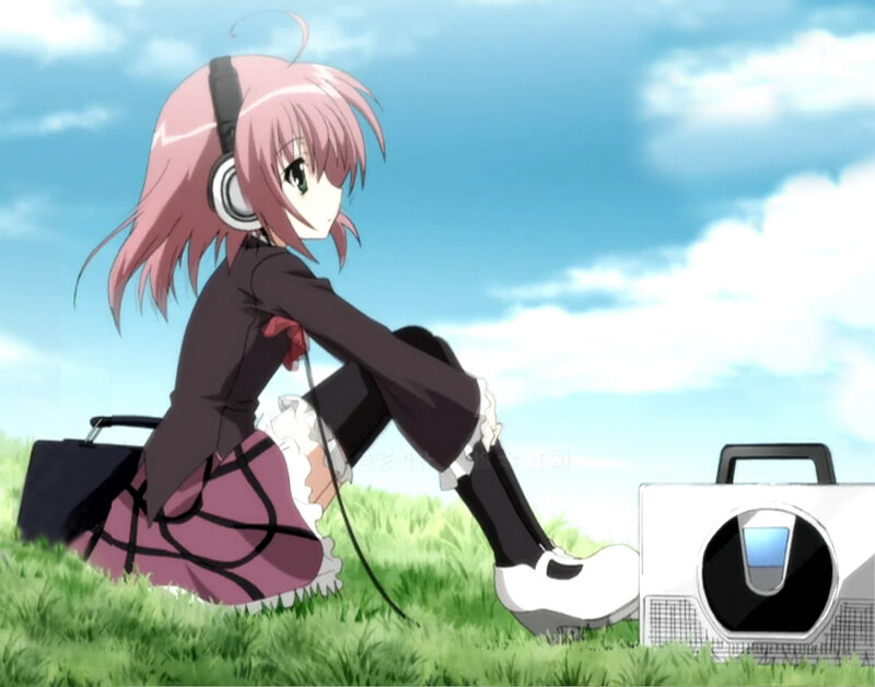 anime girl with headphones