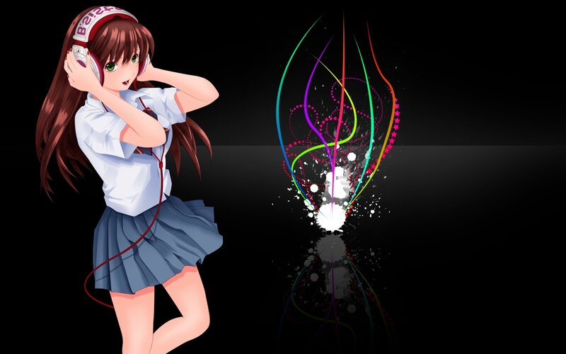 anime girl with headphones