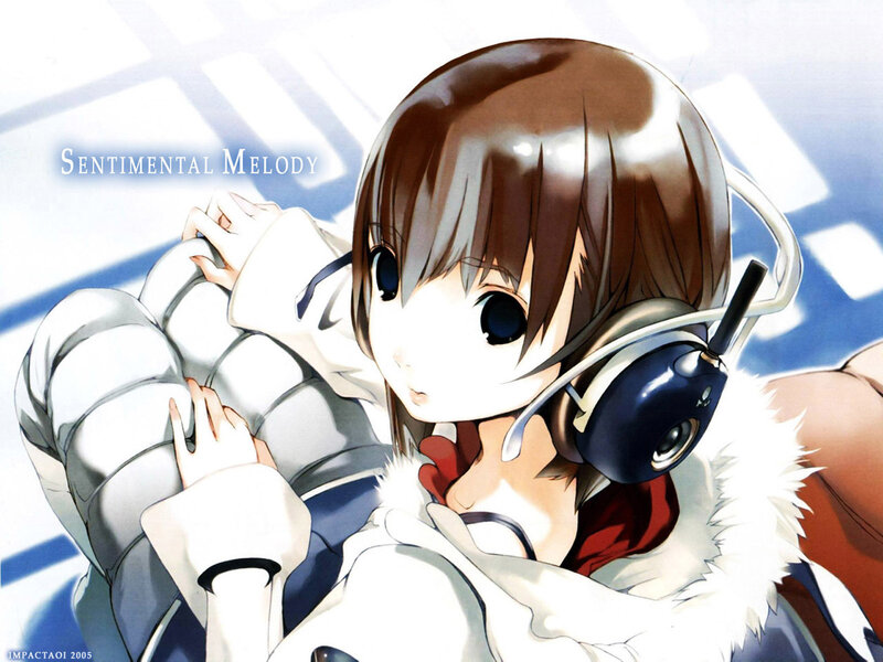 anime girl with headphones