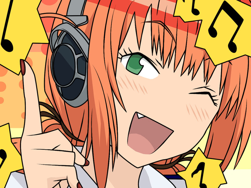 anime girl with headphones