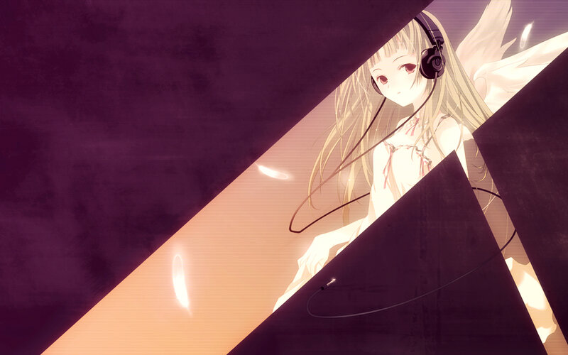 anime girl with headphones