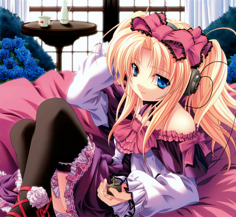 Anime girl with headphones