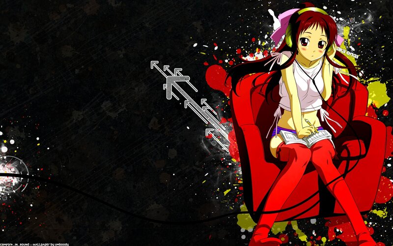 anime girl with headphones