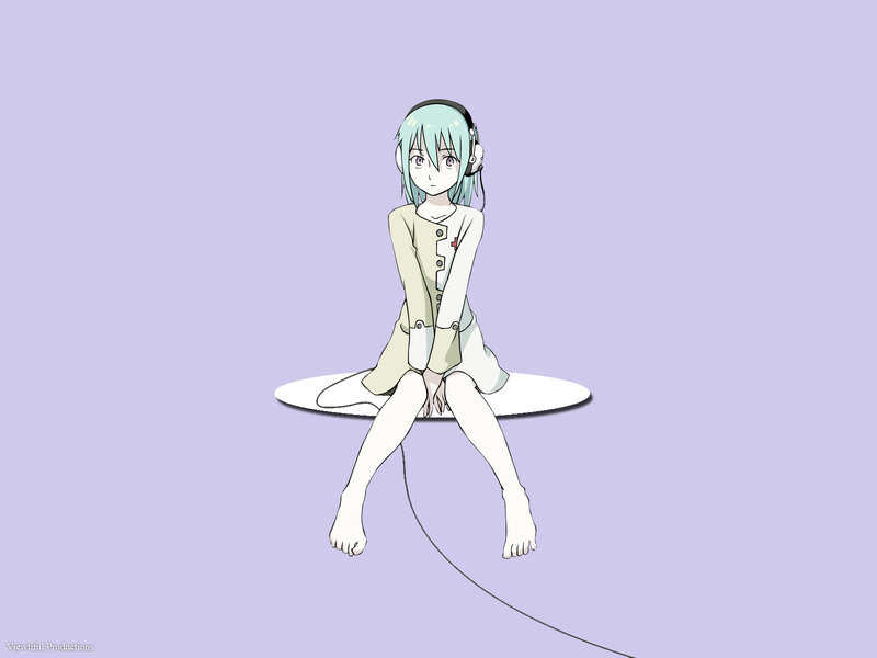 anime girl with headphones