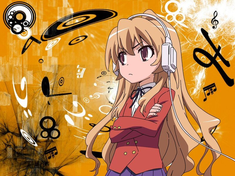 anime girl with headphones