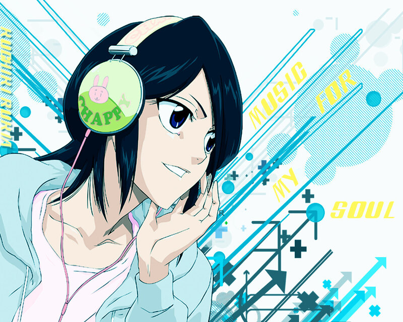 anime girl with headphones