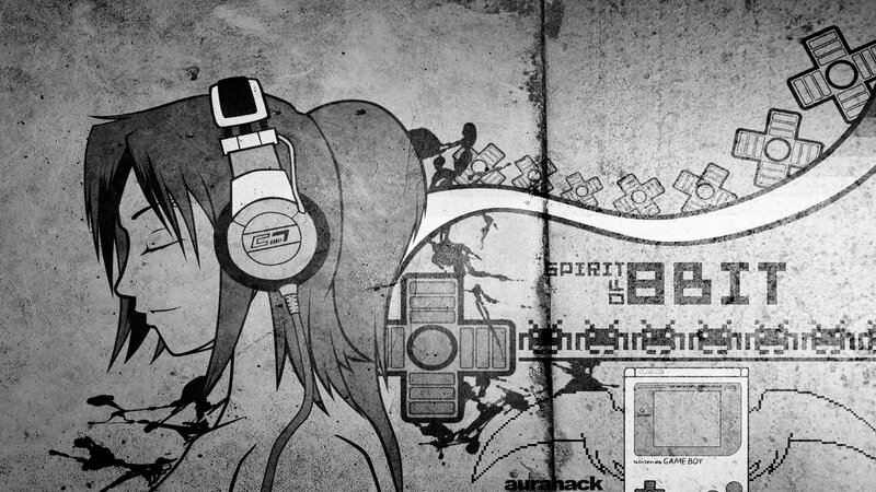 anime girl with headphones