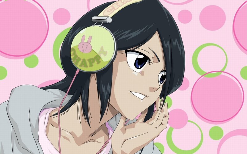 anime girl with headphones