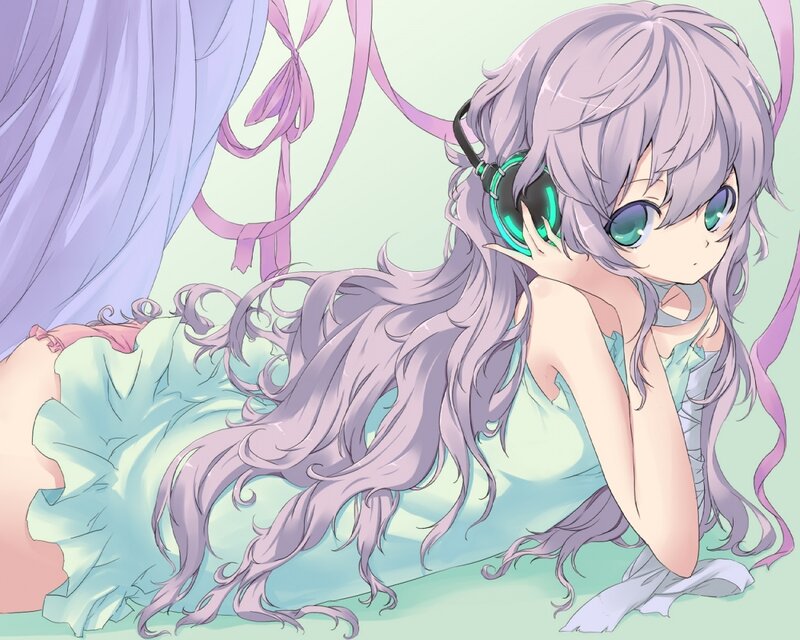 anime girl with headphones